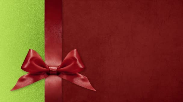 Wesołych Świąt karta podarunkowa, łuki wstążka zmienić kolory izolowane na Boże Narodzenie błyszczący szablon tła z miejsca kopiowania - Materiał filmowy, wideo