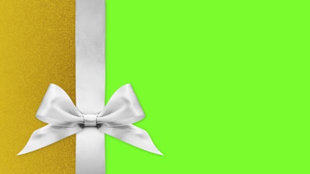 весёлая рождественская подарочная карта, ленточки луки меняют цвета изолированные на зеленом экране фоновом шаблоне с копировальным пространством
 - Кадры, видео