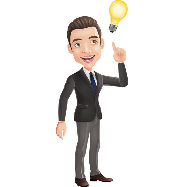 Illustration vectorielle d'un homme d'affaires heureux pensant et ayant une idée
 - Vecteur, image