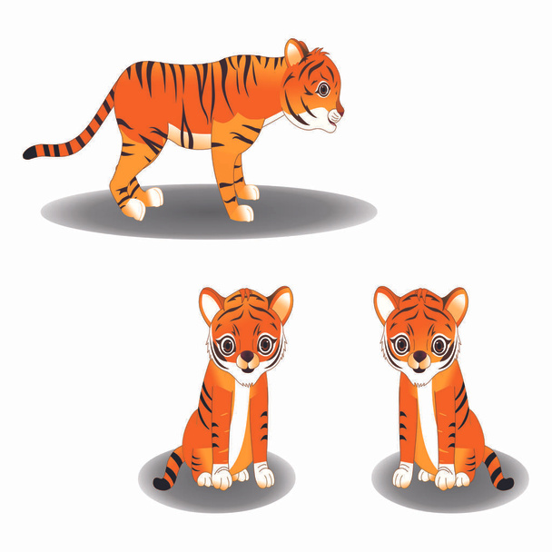 Three Tiger Cubs - Cartoon Vector Image - Vector, Image