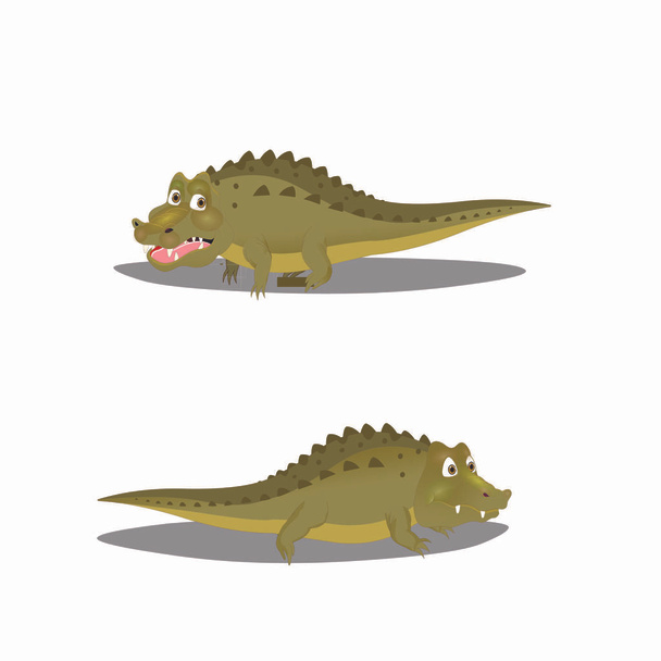 Kaksi vihreää alligaattorit suu auki ja kiinni - Sarjakuva vektori Image
 - Vektori, kuva