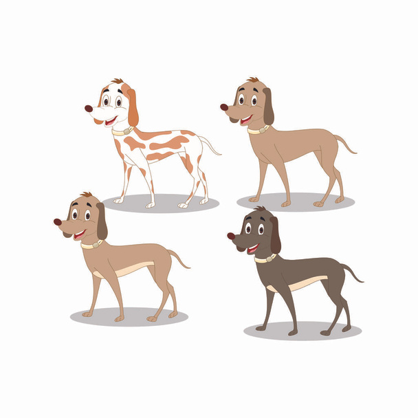 Четыре разных собаки - векторное изображение мультфильма
 - Вектор,изображение