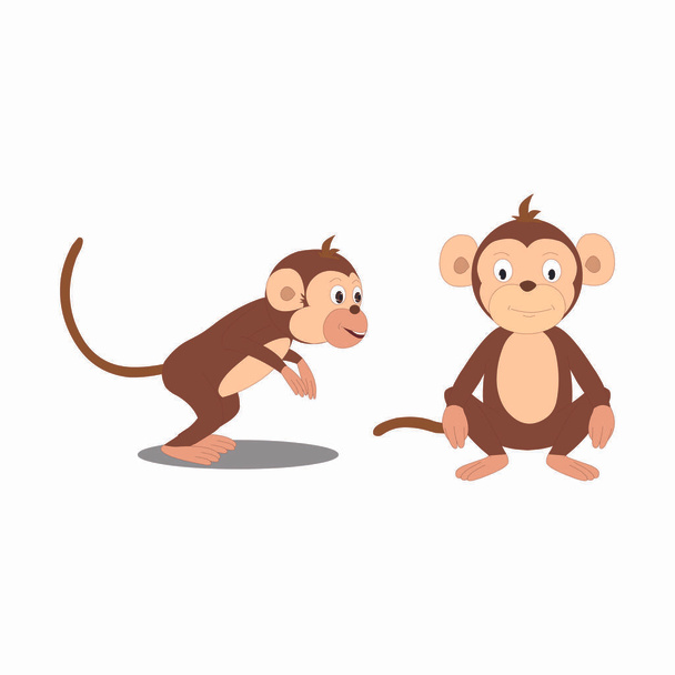 Mono sentado y saltando mono - Imagen de Vector de dibujos animados
 - Vector, Imagen