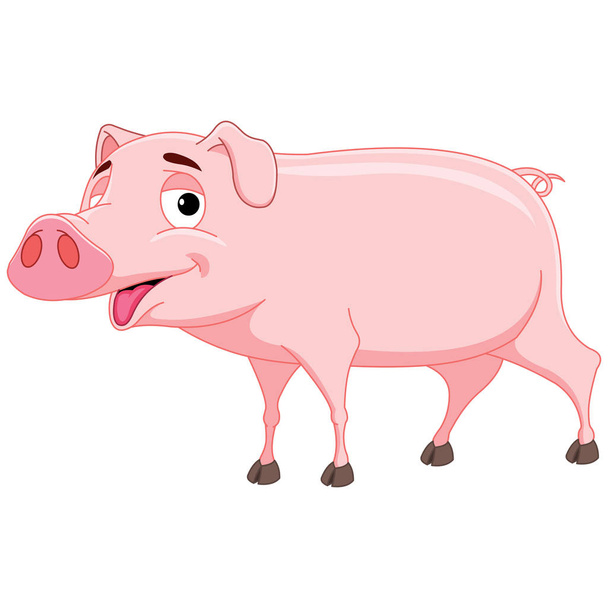 Pig with Curly Tail - Cartoon Vector Image - Vector, Image