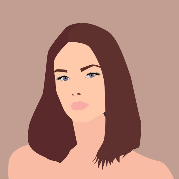 Girl with brown hair, illustration, vector on white background. - Vector, Image