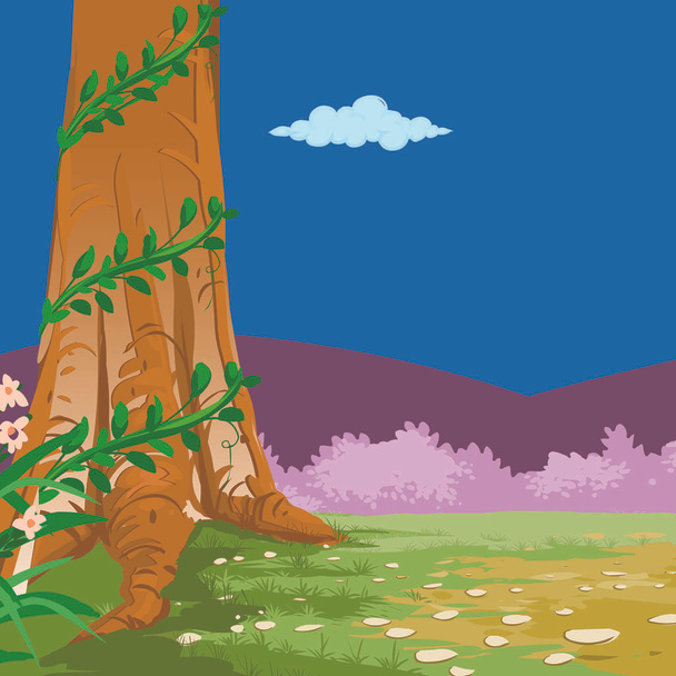 Fundo - Árvore com trepadeira - Desenhos animados imagem vetorial
 - Vetor, Imagem