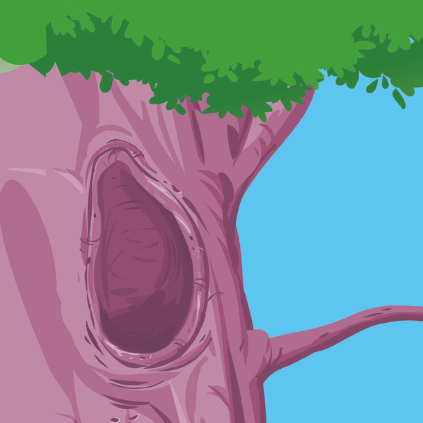 Background - Tree with Hole - Cartoon Vector Image - Vector, Image