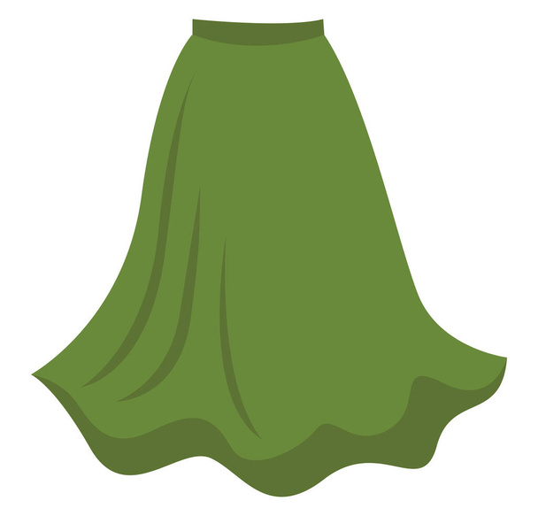 Green skirt, illustration, vector on white background. - Vector, Image