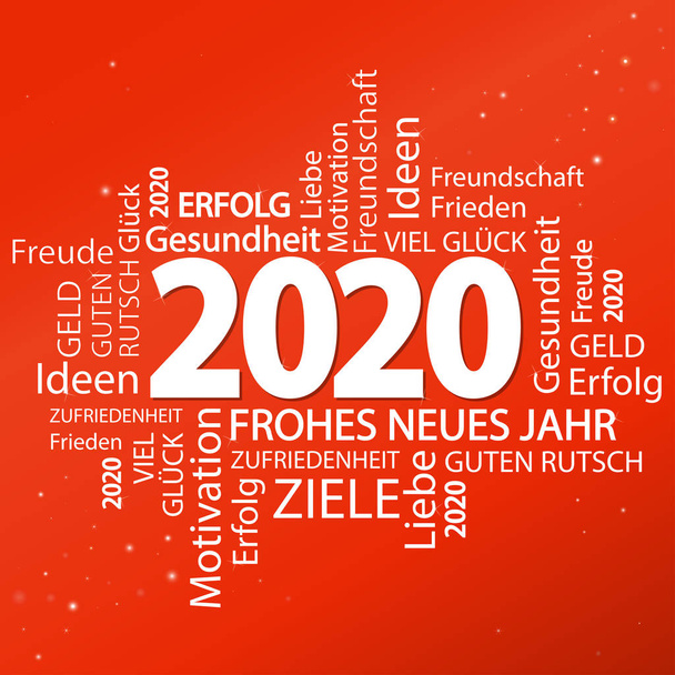 szófelhő új év 2020 üdvözletek - Vektor, kép