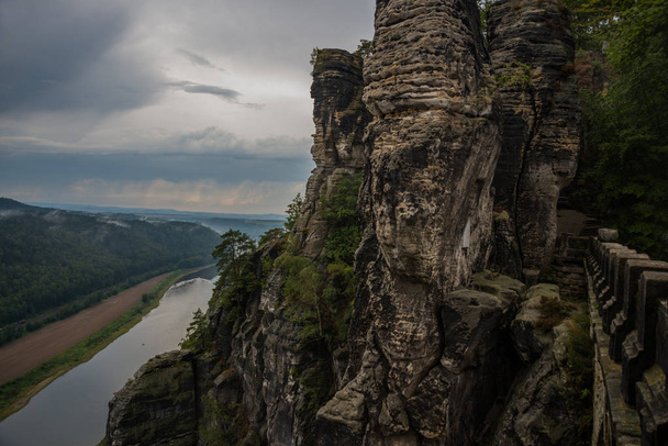 National park Saxon Switzerland, Germany: View from viewpoint of Bastei - Foto, afbeelding