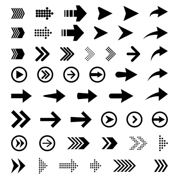 Set of new style black vector arrows isolated on white. Arrow vector icon. Arrows vector illustration collection - Vector, Image