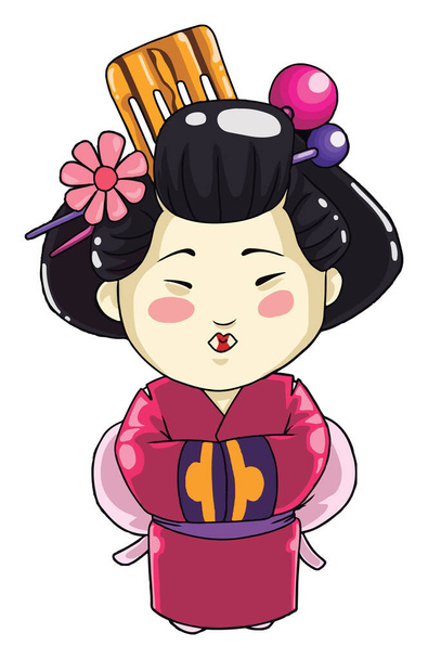 Ένα κορίτσι σε παραδοσιακό κινέζικο φόρεμα, εικονογράφηση, διάνυσμα σε whi - Διάνυσμα, εικόνα