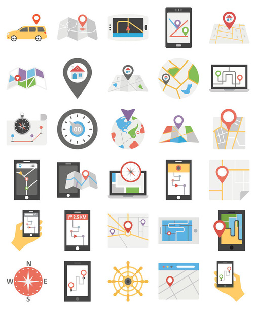 Map and navigation isolated vector icons set every single icon can be easily modified or edit - Vector, Image