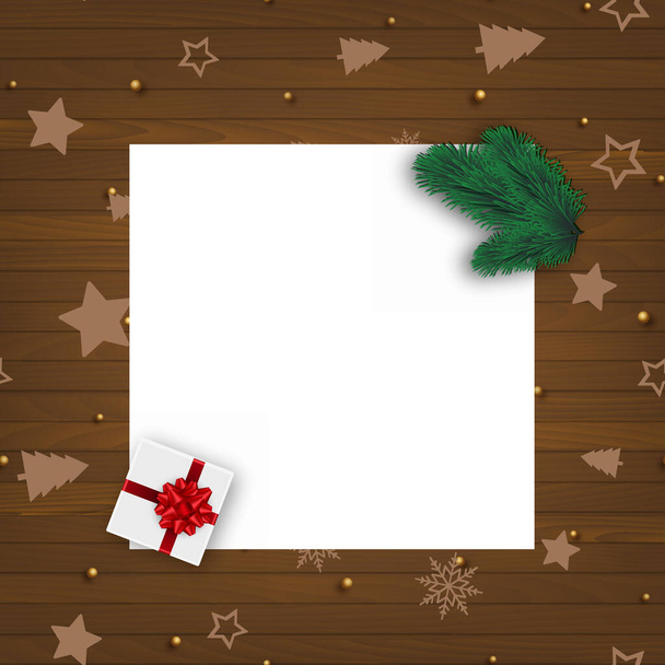 Xmas border with white paper and ornaments. Vector - Vektör, Görsel
