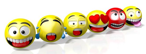 Emojik / hangulatjelek - különböző arckifejezések - 3d renderelés - Fotó, kép