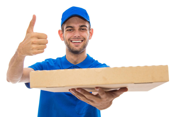 чоловік доставки піци ізольований на білому тлі
 - Фото, зображення