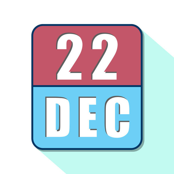December 22. A hónap 22. napja, Egyszerű naptár ikon fehér háttérrel. Tervezek. Időgazdálkodás. Naptárikonok webdizájnhoz. téli hónap, az év napja koncepció - Fotó, kép