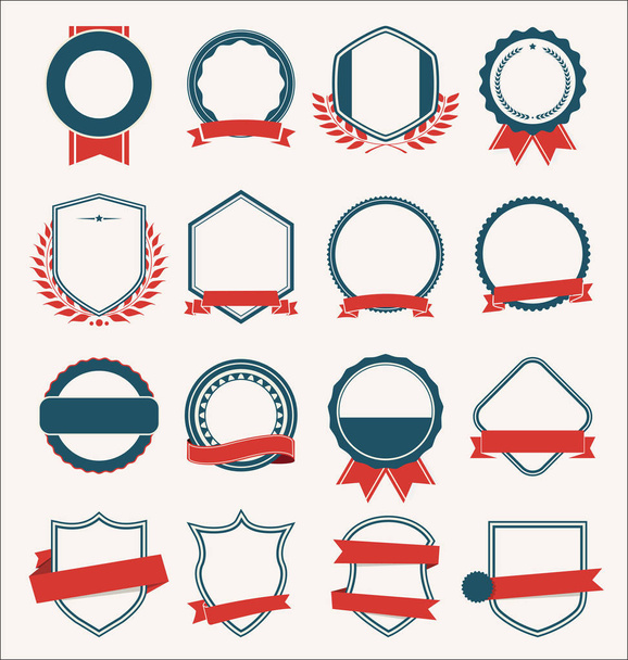 Collection of flat shields badges and labels retro style - Vektor, kép