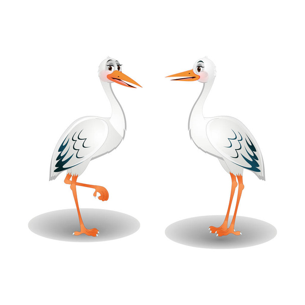 Аистовые птицы лицом друг к другу - векторное изображение мультфильма
 - Вектор,изображение