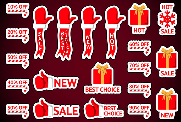 Christmas sale labels - Vector, imagen