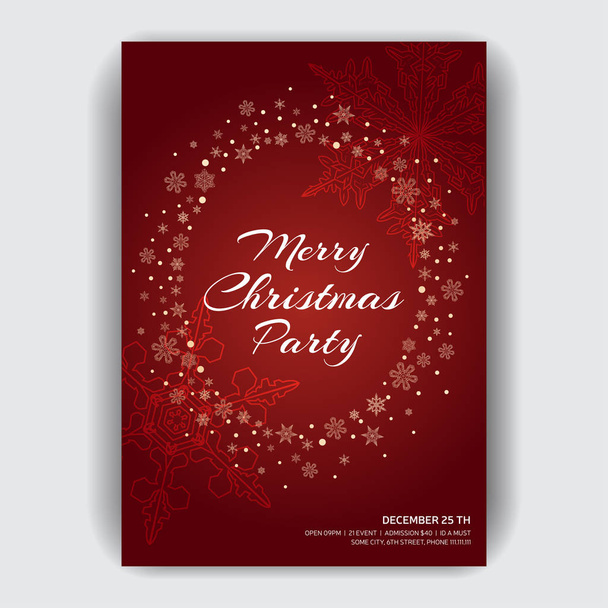 Christmas party invitation. Design template with xmas hand-drawn graphic illustrations. - Vektori, kuva