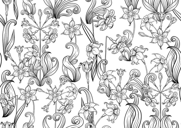 Narcissus. Seamless pattern, background. - Vecteur, image