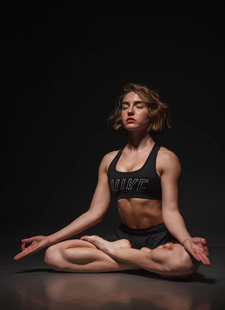 young girl doing yoga - Photo, Image