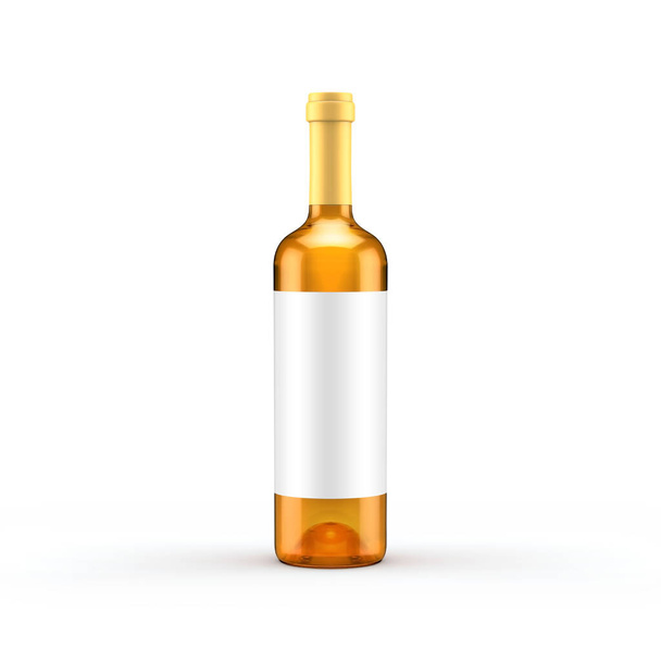 White wine bottle isolated. 3d illustration, 3d rendering. - Photo, Image