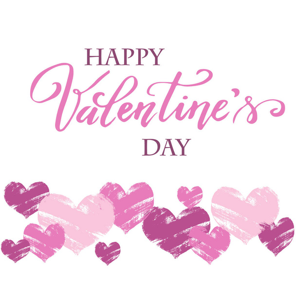 Background for Valentine`s Day, Hand paint vector heart silhouet - Vector, imagen