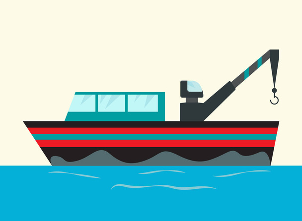 Navios de pesca vetorial com gancho. Navio no transporte marítimo
 - Vetor, Imagem