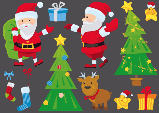 Joukko eristetty joulun suunnittelun elementtejä - Värilliset koriste-kuvituksia graafiset mallit, vektori
 - Vektori, kuva