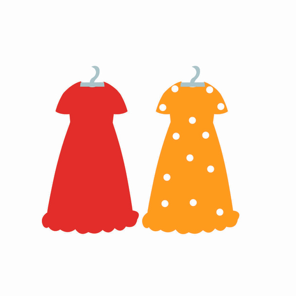 Vestido de señoras rojas y amarillas - Imagen vectorial de dibujos animados
 - Vector, imagen