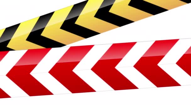 Yellow and red plastic caution tape or warning tape. Stripe tape with police line motion 4k video - Footage, Video