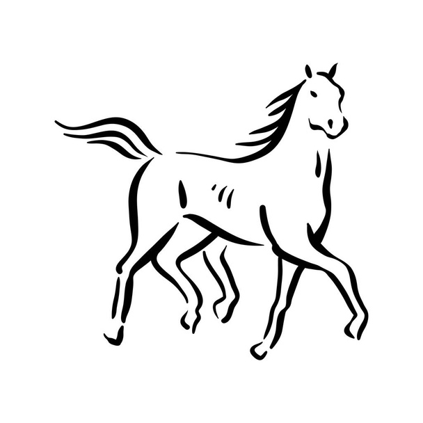 Ilustración de símbolo de caballo negro sobre fondo blanco
 - Vector, Imagen