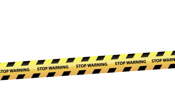 Żółta plastikowa taśma ostrzegawcza lub ostrzegawcza. Taśma w paski z policyjną linią ruchu wideo 4k - Materiał filmowy, wideo