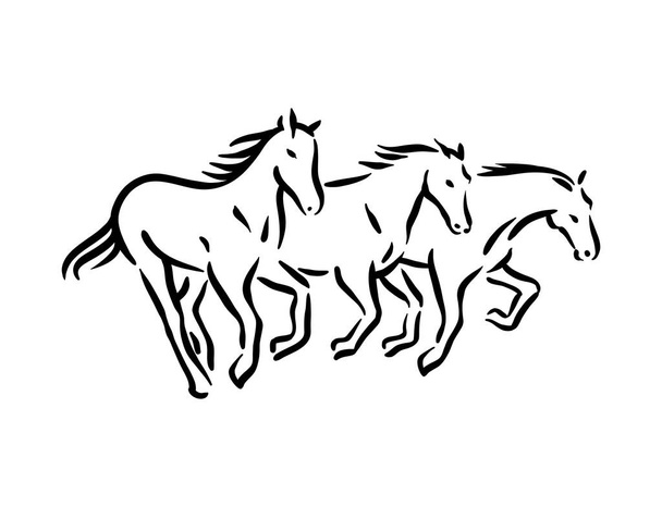 Paard symbool illustratie zwart op witte achtergrond - Vector, afbeelding