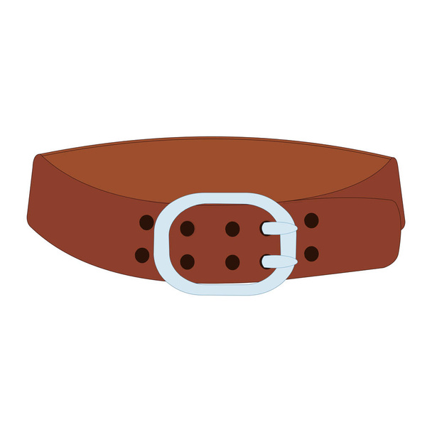 Brown Belt with Silver Buckle - Cartoon Vector Image - Vector, Image