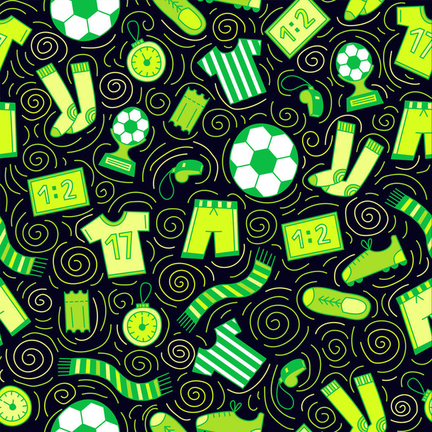 Sports Seamless Pattern With Soccer (Football) Symbols in Line Art Style. Vector Illustration  - Vector, Image