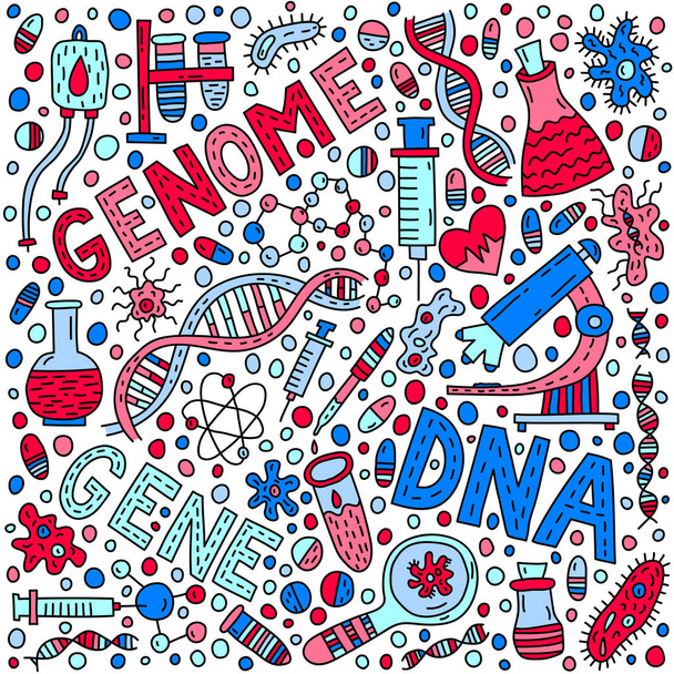 Harflerle çizilmiş Genom çizimi  - Vektör, Görsel