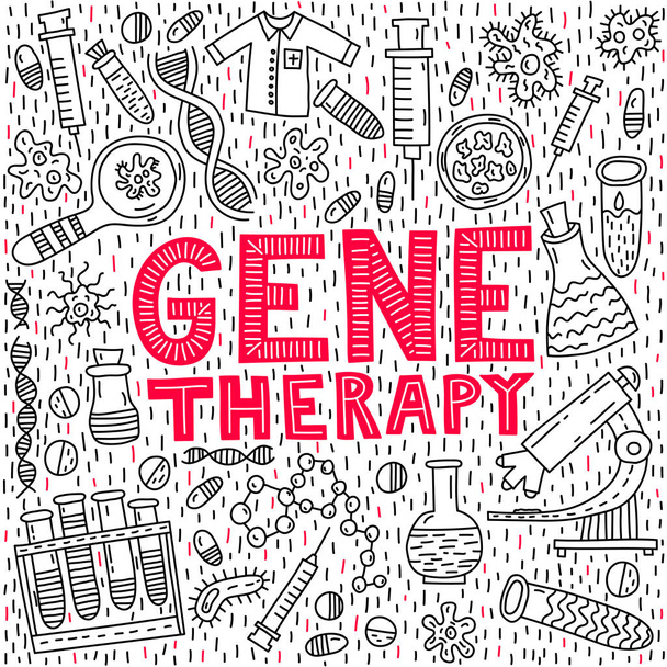 Letras de terapia génica con ilustración de garabatos
  - Vector, imagen