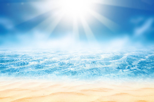 Blur τροπική παραλία με bokeh ήλιο κύμα φωτός αφηρημένα φόντο. - Φωτογραφία, εικόνα
