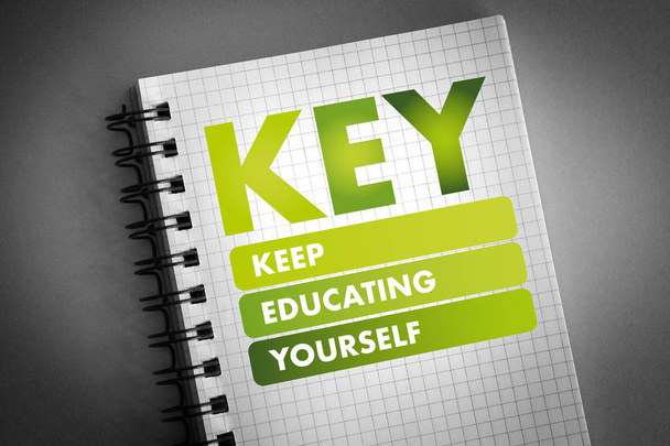 KEY - Keep Educating Yourself acronym - Foto, Imagen