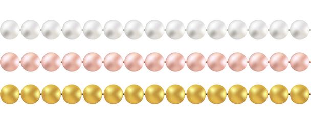 Set of Realistic pearls chain - Vector, Image