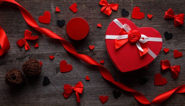 Gifts for Valentines Day. Heart shaped gift boxes. - Photo, Image