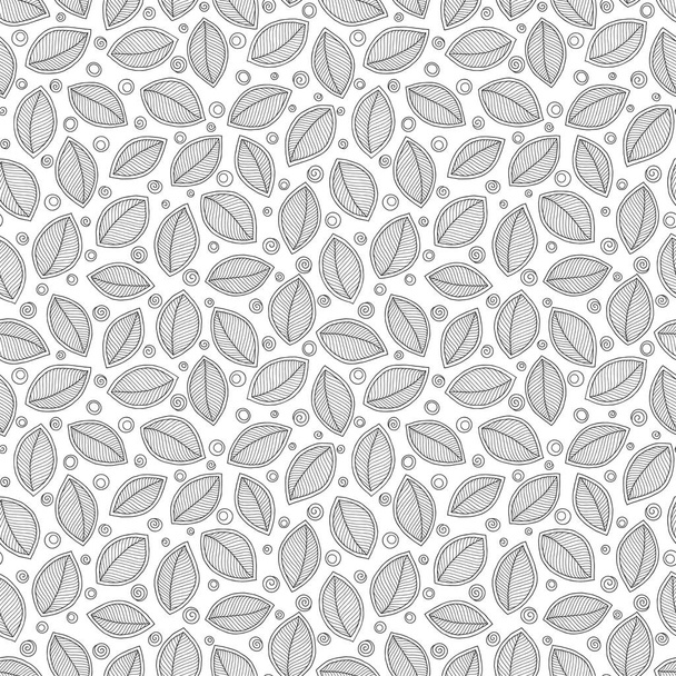 Seamless doodle  leaves pattern for coloring book.  - Vecteur, image