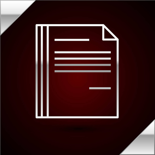 silberne Zeile Dokument-Symbol isoliert auf dunkelrotem Hintergrund. Checklisten-Symbol. Geschäftskonzept. Vektorillustration - Vektor, Bild