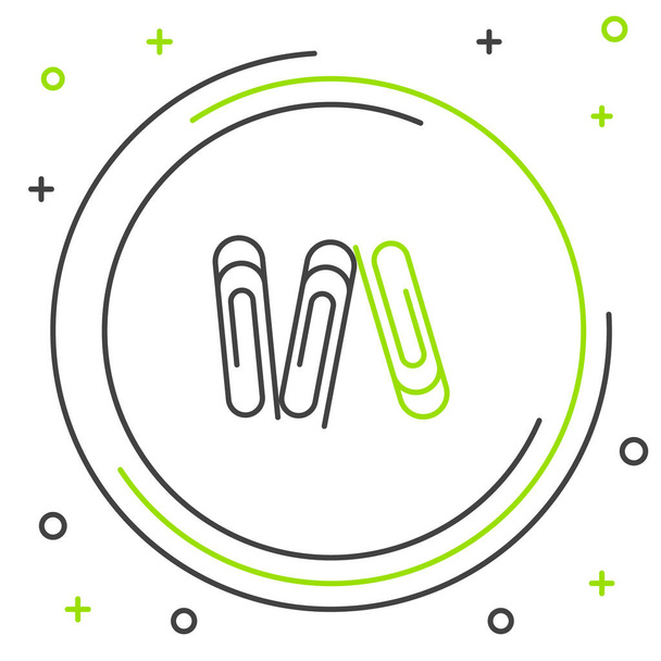 Ligne noire et verte icône trombone isolé sur fond blanc. Concept de contour coloré. Illustration vectorielle
 - Vecteur, image