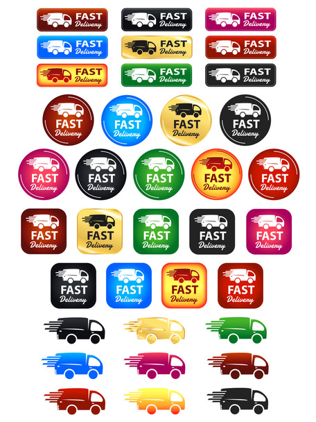 Fast Delivery Icons And Buttons - Vector, Image