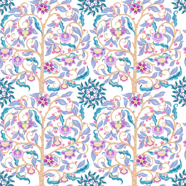 Seamless pattern with stylized ornamental flowers in retro, - Wektor, obraz