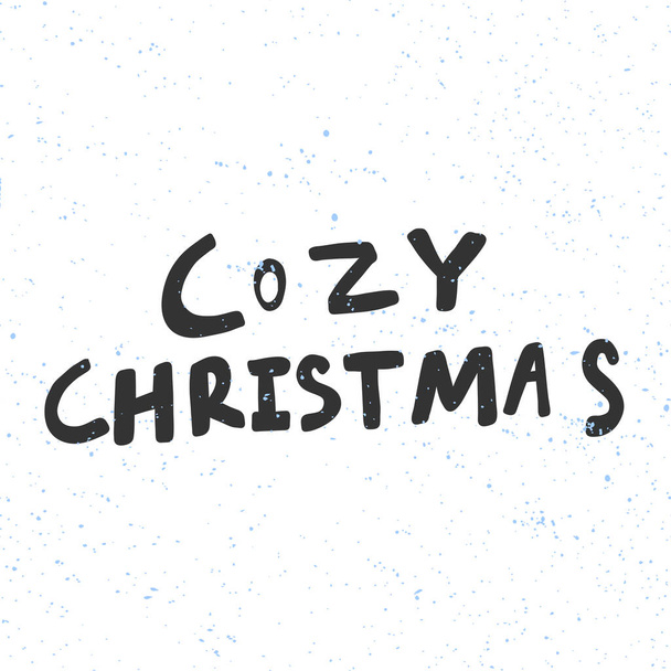Cozy Christmas and happy New Year vector hand drawn illustration banner with cartoon comic lettering.  - Vektör, Görsel